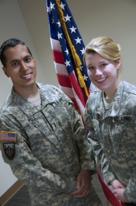 Private Jenn Asbach and Lieutenant Jarvis Polk 